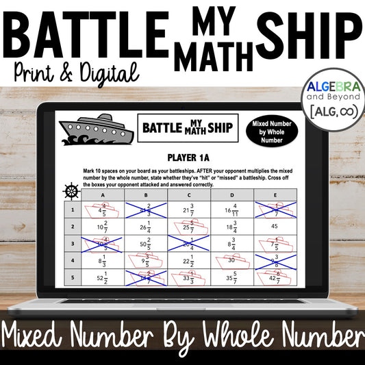 Multiply Mixed Numbers by a Whole Number Activity - Game Worksheets