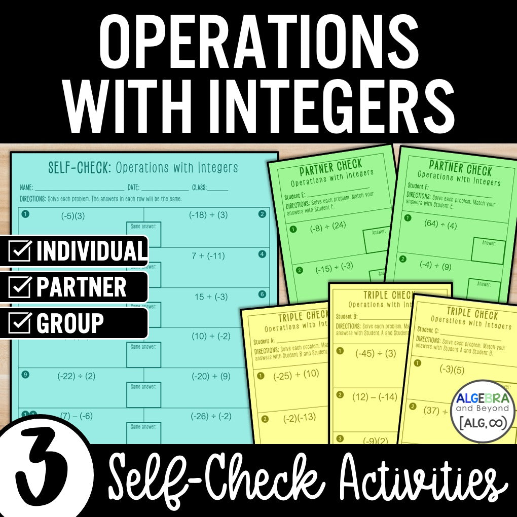 Operations with Integers | Self-Check Activities