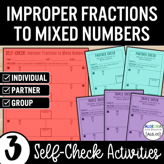 Converting Improper Fractions to Mixed Numbers Activity | Practice Worksheets