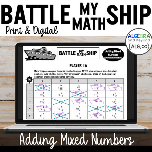 Add Mixed Numbers with Unlike Denominators Activity - Game Worksheets