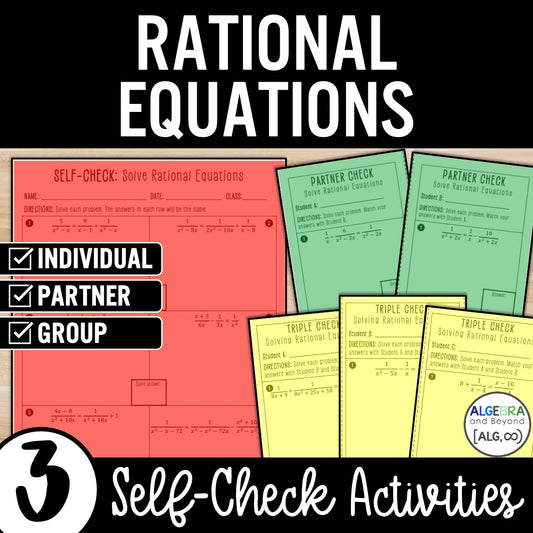 Solving Rational Equations Review Activity – Practice Partner Worksheets