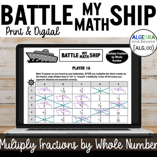 Multiply Fractions by a Whole Number Math Activity - Game Worksheets