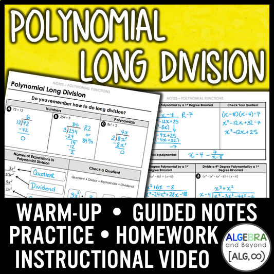Polynomial Long Division Lesson | Video | Guided Notes | Homework