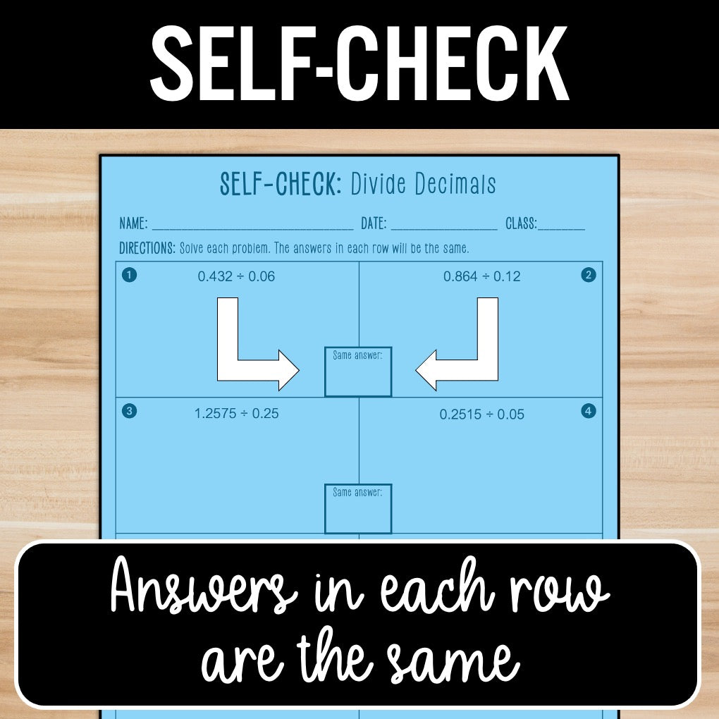 Divide Decimals | Self-Check Activities