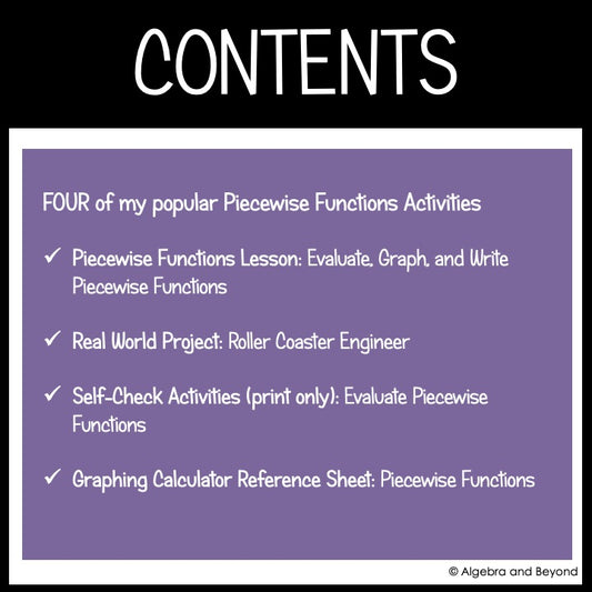 Piecewise Functions Activities Mini-Bundle | Review Worksheet Activities