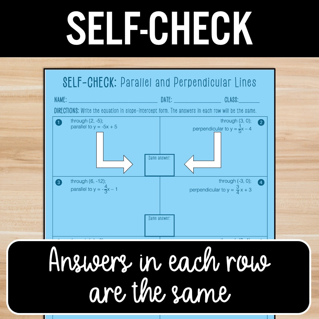 Parallel and Perpendicular Lines Practice | Self-Check Review Activities