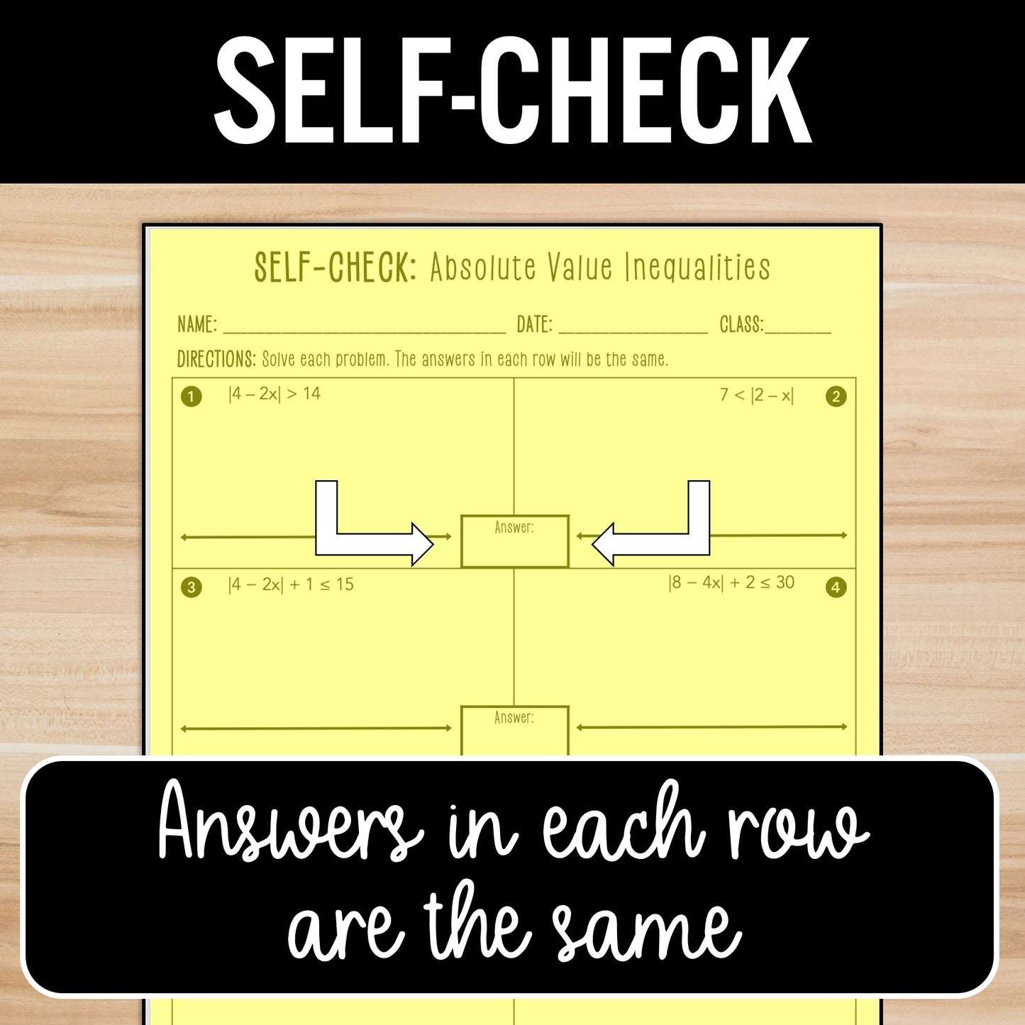 Solve Absolute Value Inequalities Review Practice Activity - Partner Worksheets