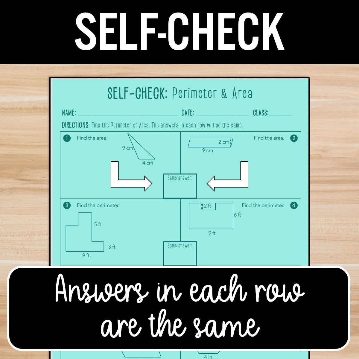 Finding Area and Perimeter Review Activity – Partner Practice Worksheets
