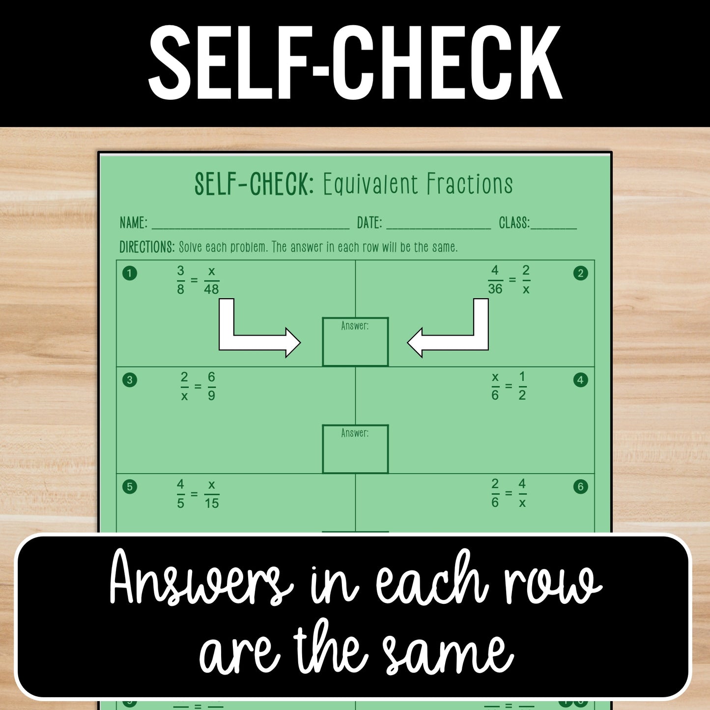 Equivalent Fractions Review | Ratios | Matching Answers | Practice Worksheets