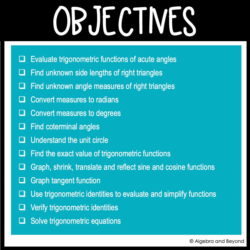 Trigonometry Assessments | Quizzes | Study Guide | Test