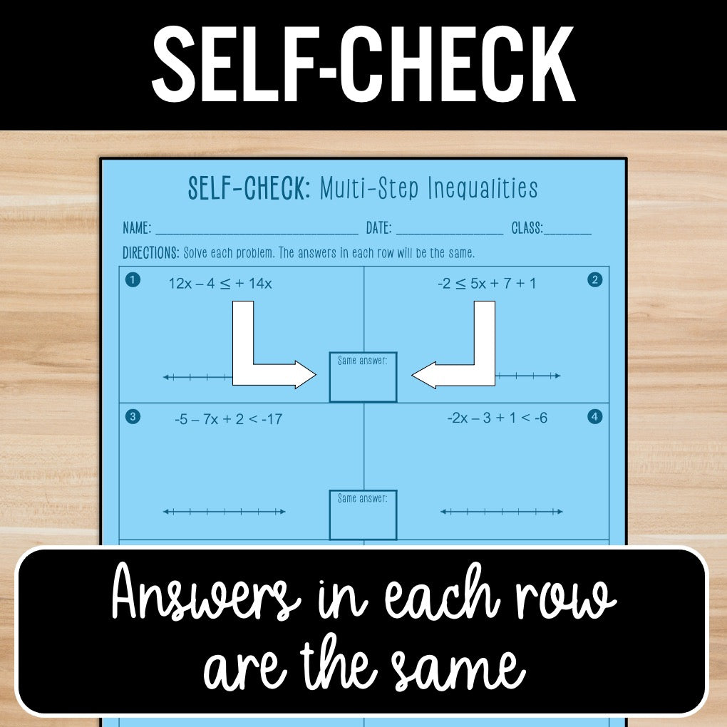 Multi-Step Inequalities | Practice | Self-Check Review Activities