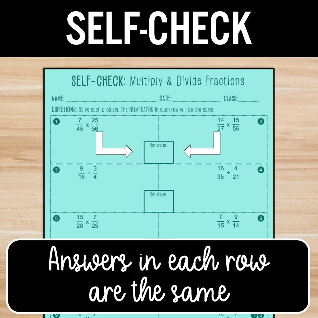 Multiply and Divide Fractions | Self-Check Activities