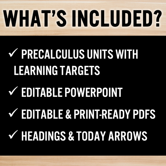 Precalculus Learning Targets, Clip Charts, Bulletin Board, Printable Objectives