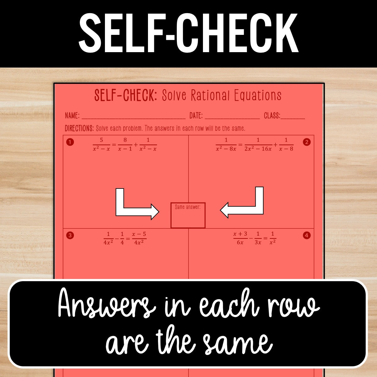 Solving Rational Equations Review Activity – Practice Partner Worksheets