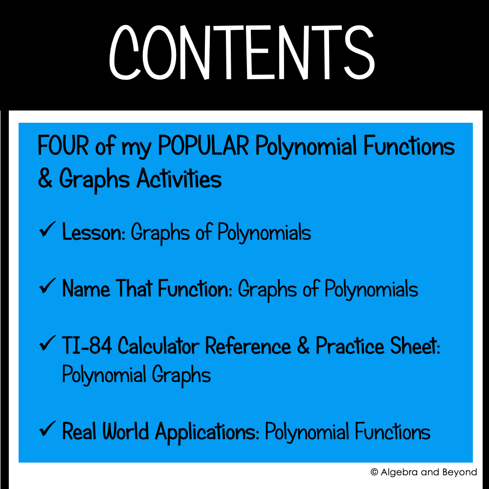 Polynomial Functions and Graphs Activities | Review Worksheets