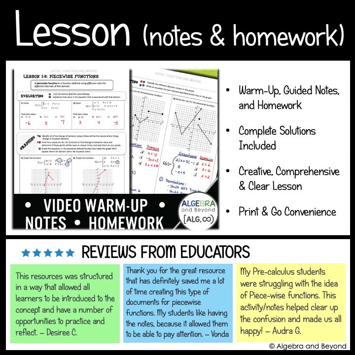 Piecewise Functions Activities Mini-Bundle | Review Worksheet Activities
