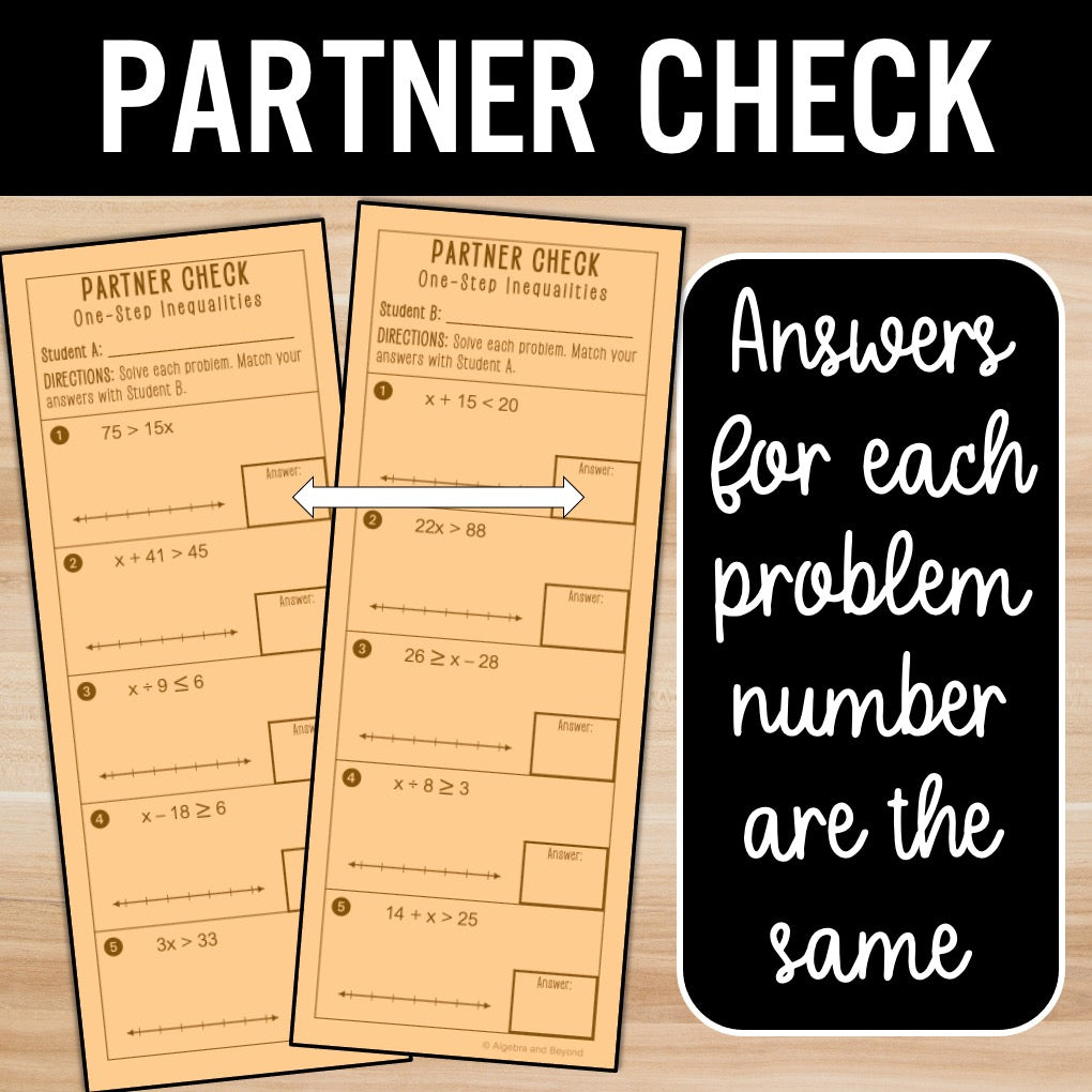One-Step Inequalities | Positive Numbers Only | Self-Check Activities