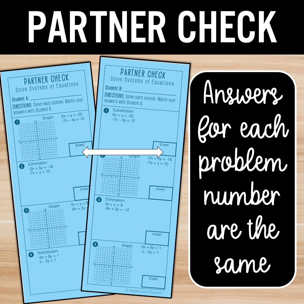 Systems of Equations Practice | Self-Check Review Activities