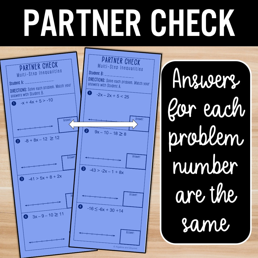 Multi-Step Inequalities | Practice | Self-Check Review Activities