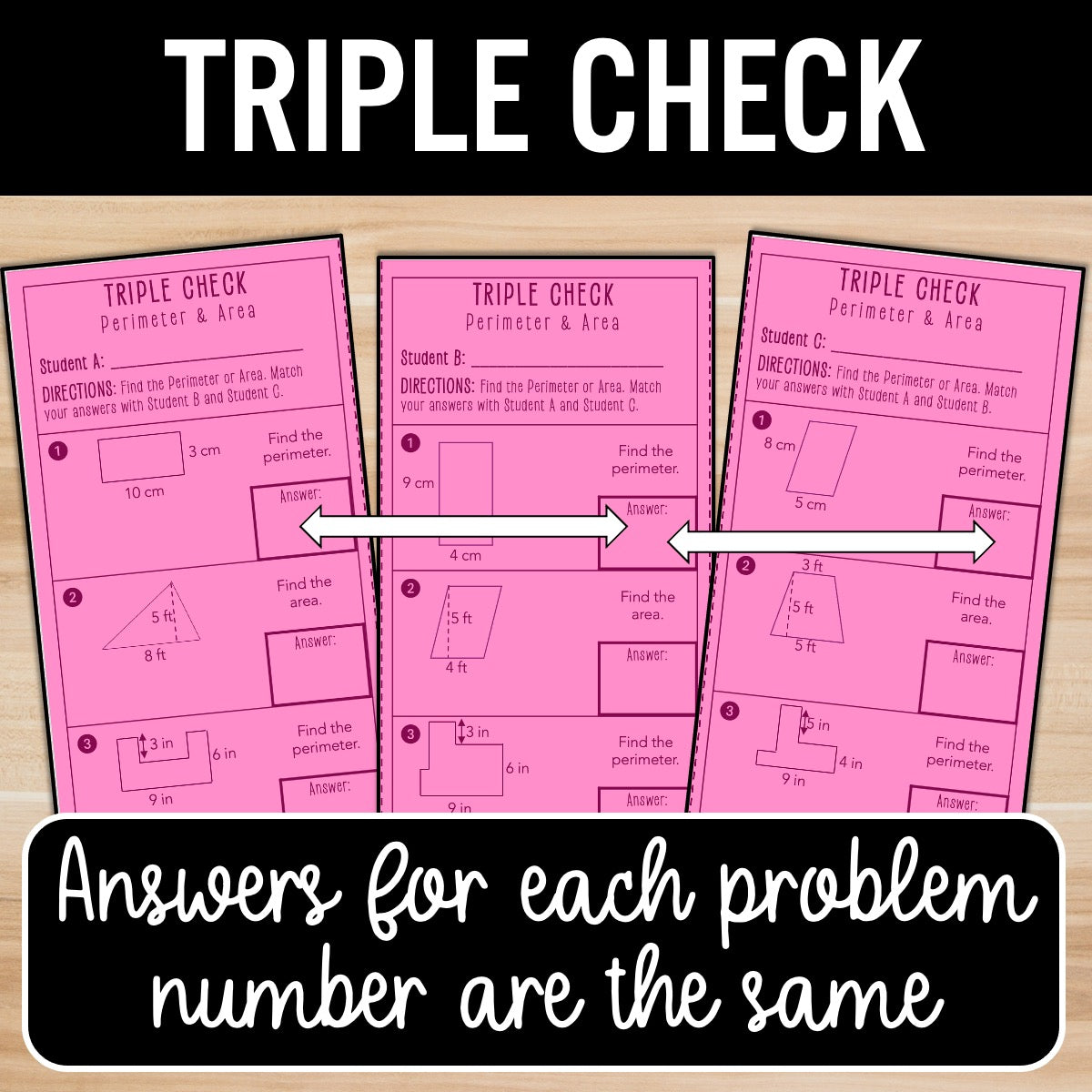 Finding Area and Perimeter Review Activity – Partner Practice Worksheets