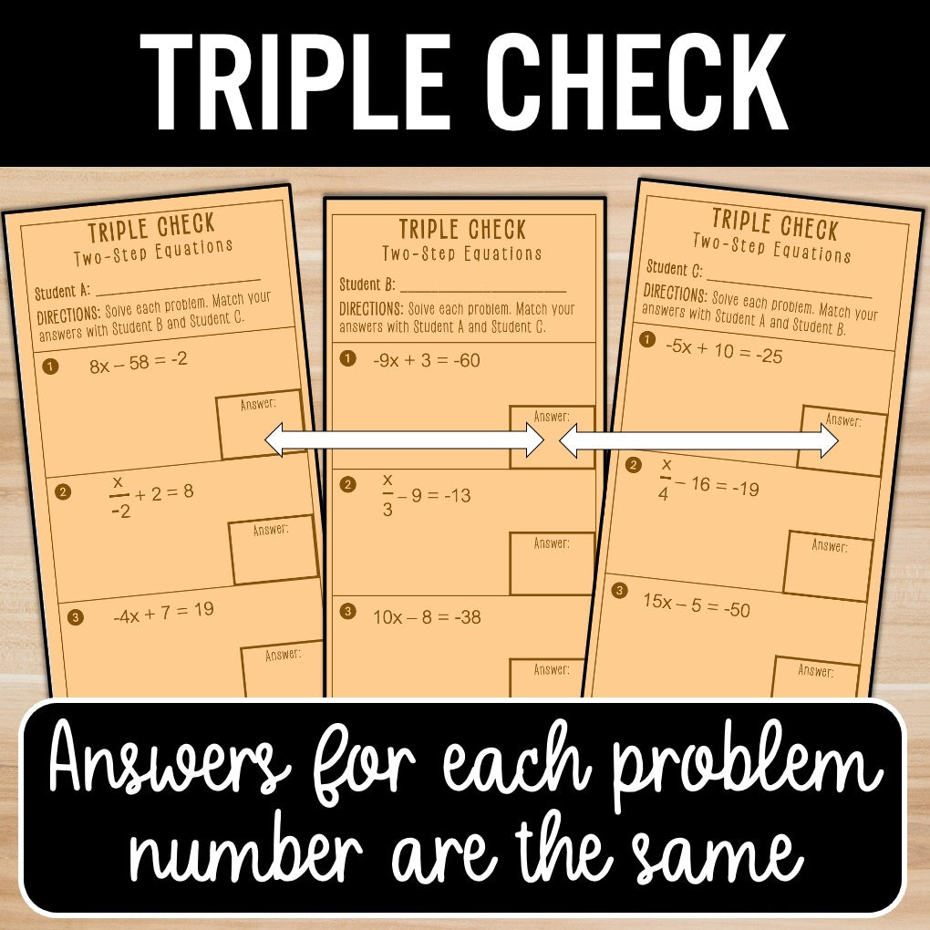 Two-Step Equations | Self-Check Activities