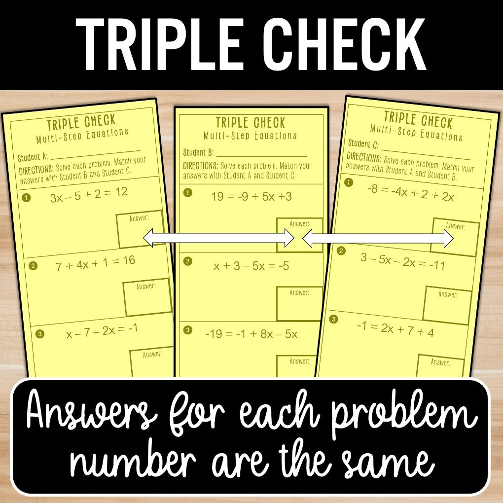 Multi-Step Equations | Practice | Self-Check Review Activities