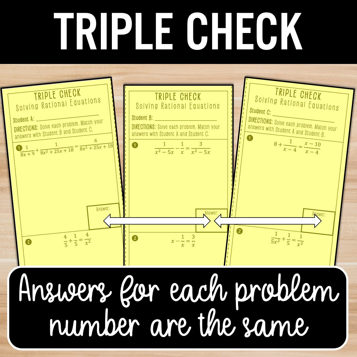 Solving Rational Equations Review Activity – Practice Partner Worksheets