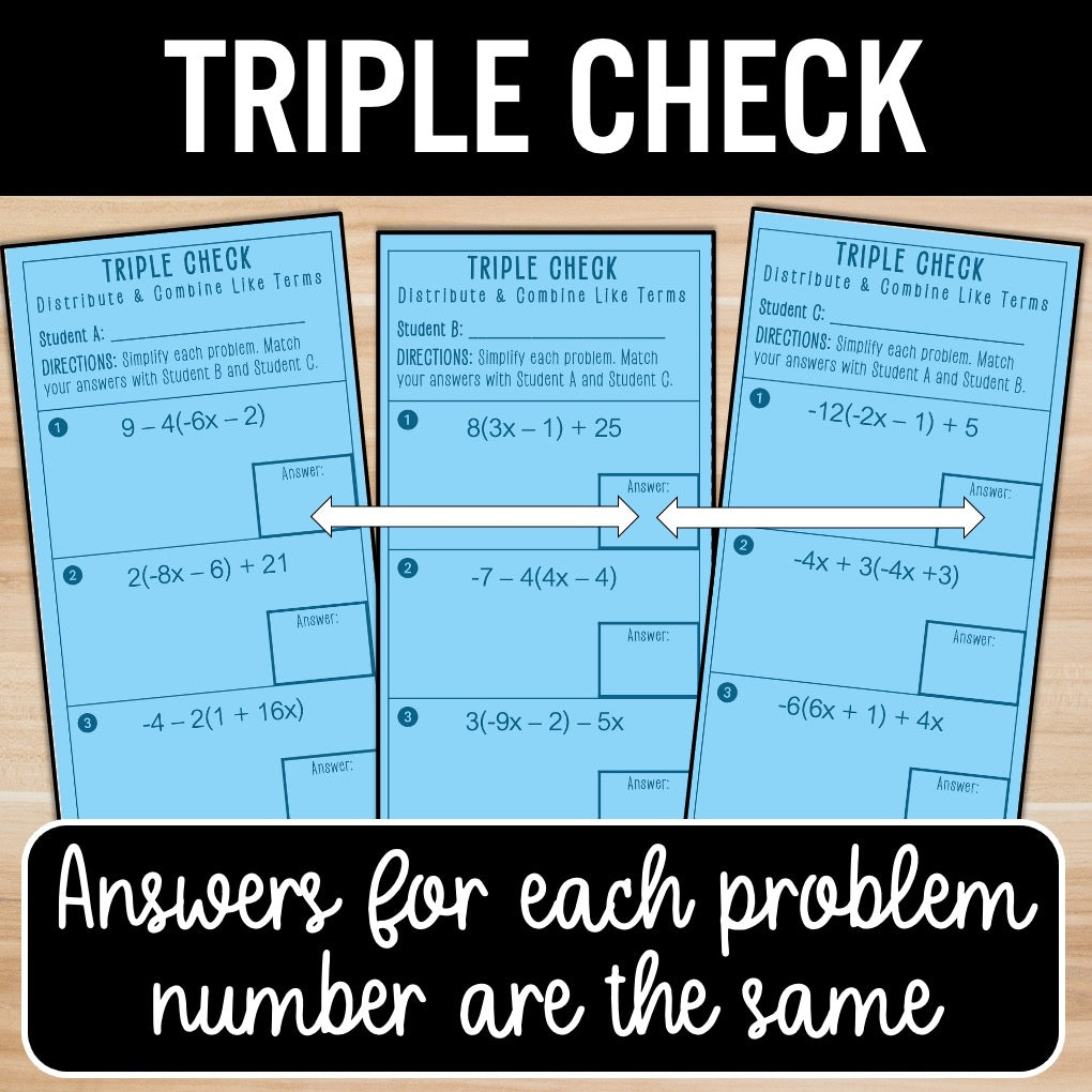Distribute and Combine Like Terms | Practice | Self-Check Review Activities