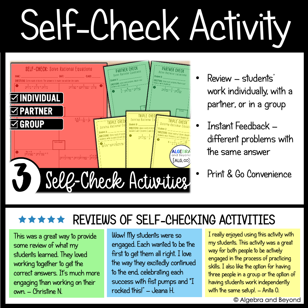 Rational Functions, Equations, and Graphs Activities | Review Worksheets