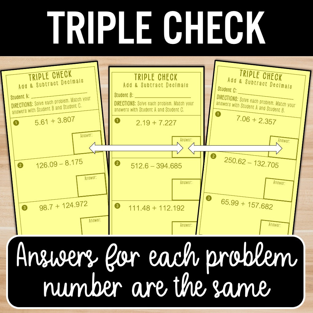 Add and Subtract Decimals | Self-Check Activities