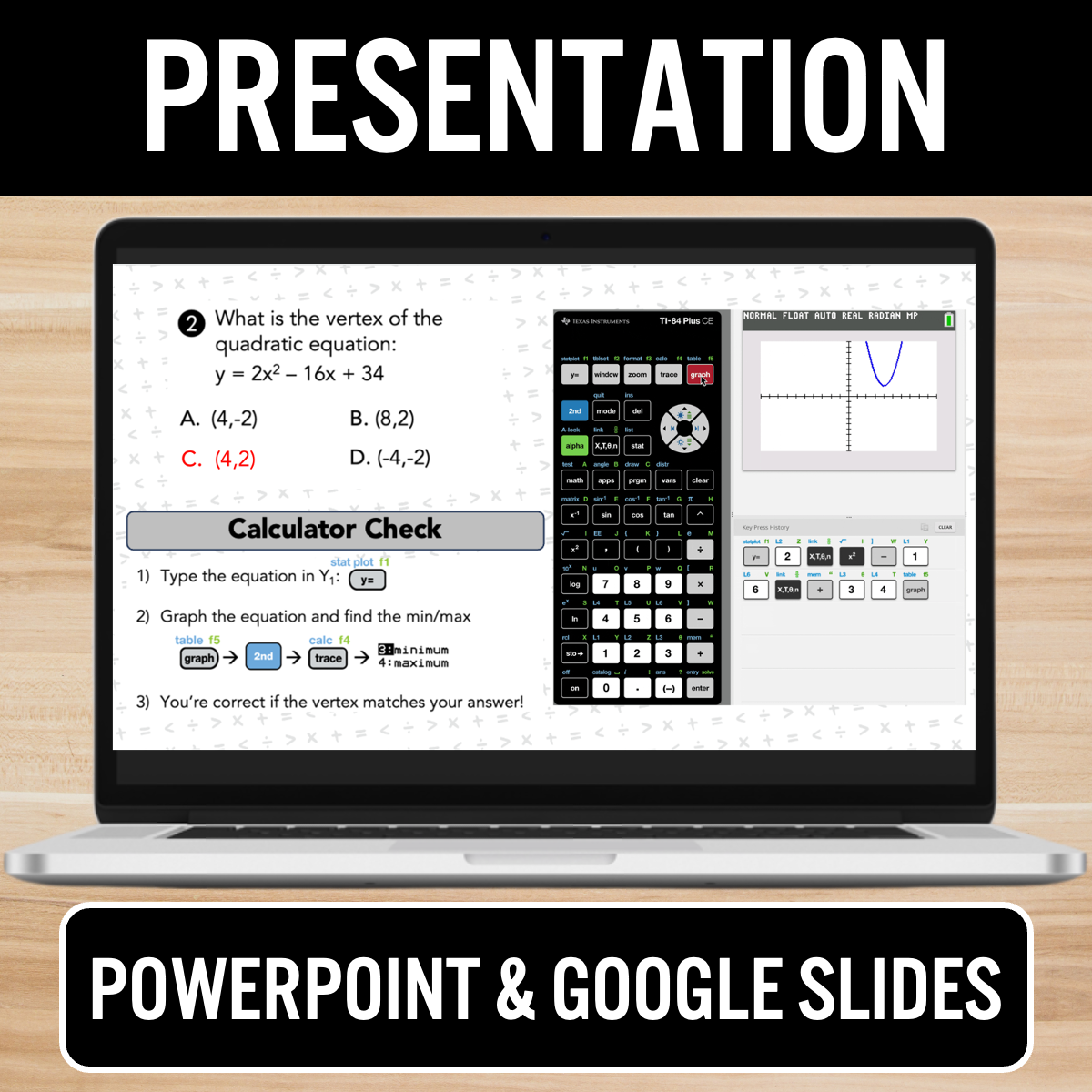 Graphing Quadratic Equations Activity with TI-84 Graphing Calculator Handout Presentation