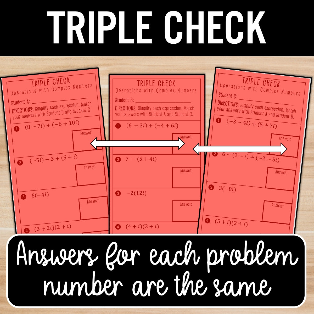 Operations with Complex Numbers Review Activity – Practice Worksheets