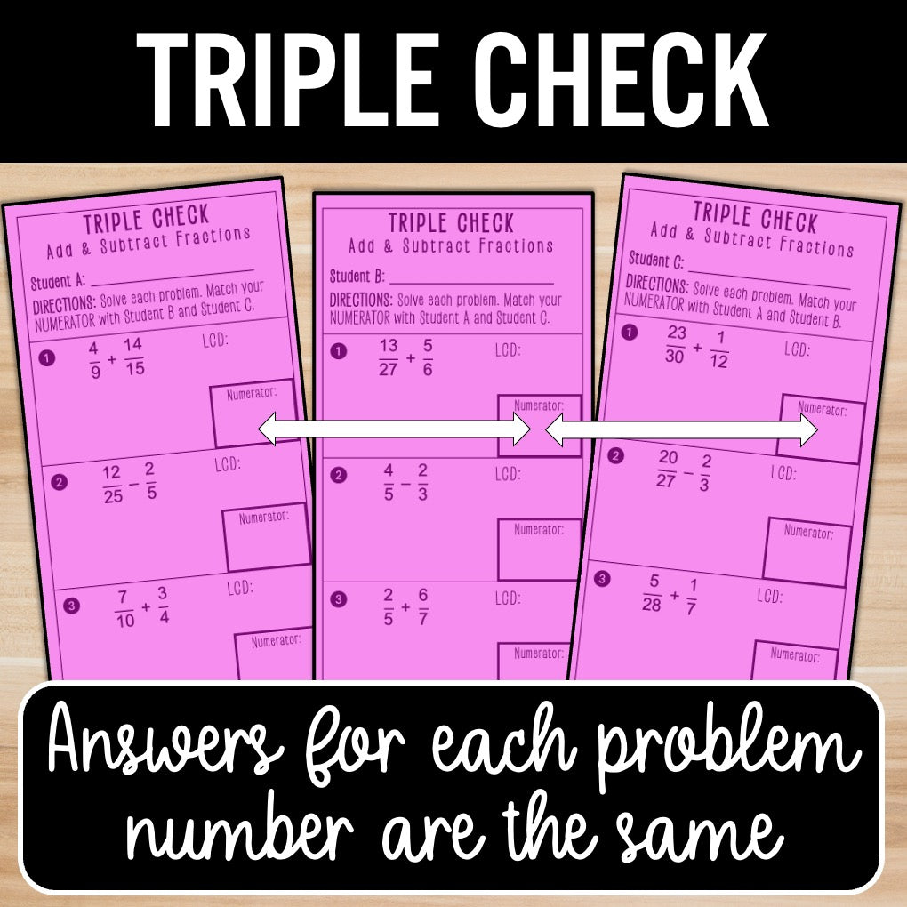 Add and Subtract Fractions | Self-Check Activities