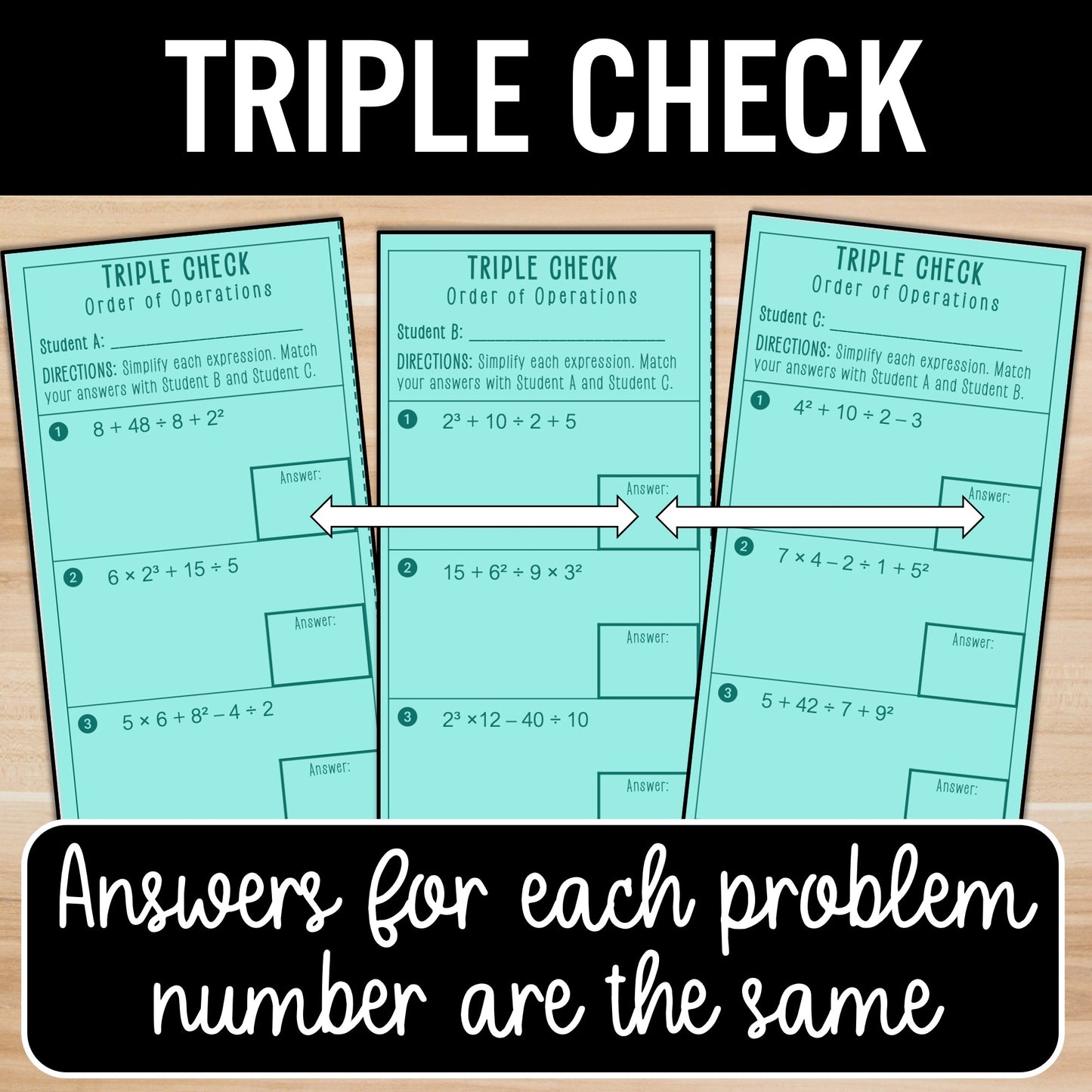 Order of Operations Worksheet | Add | Subtract | Multiply | Divide | Exponents