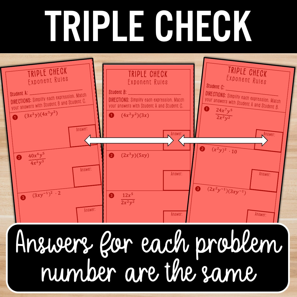 Rules of Exponents Review Activity – Practice Partner Worksheets