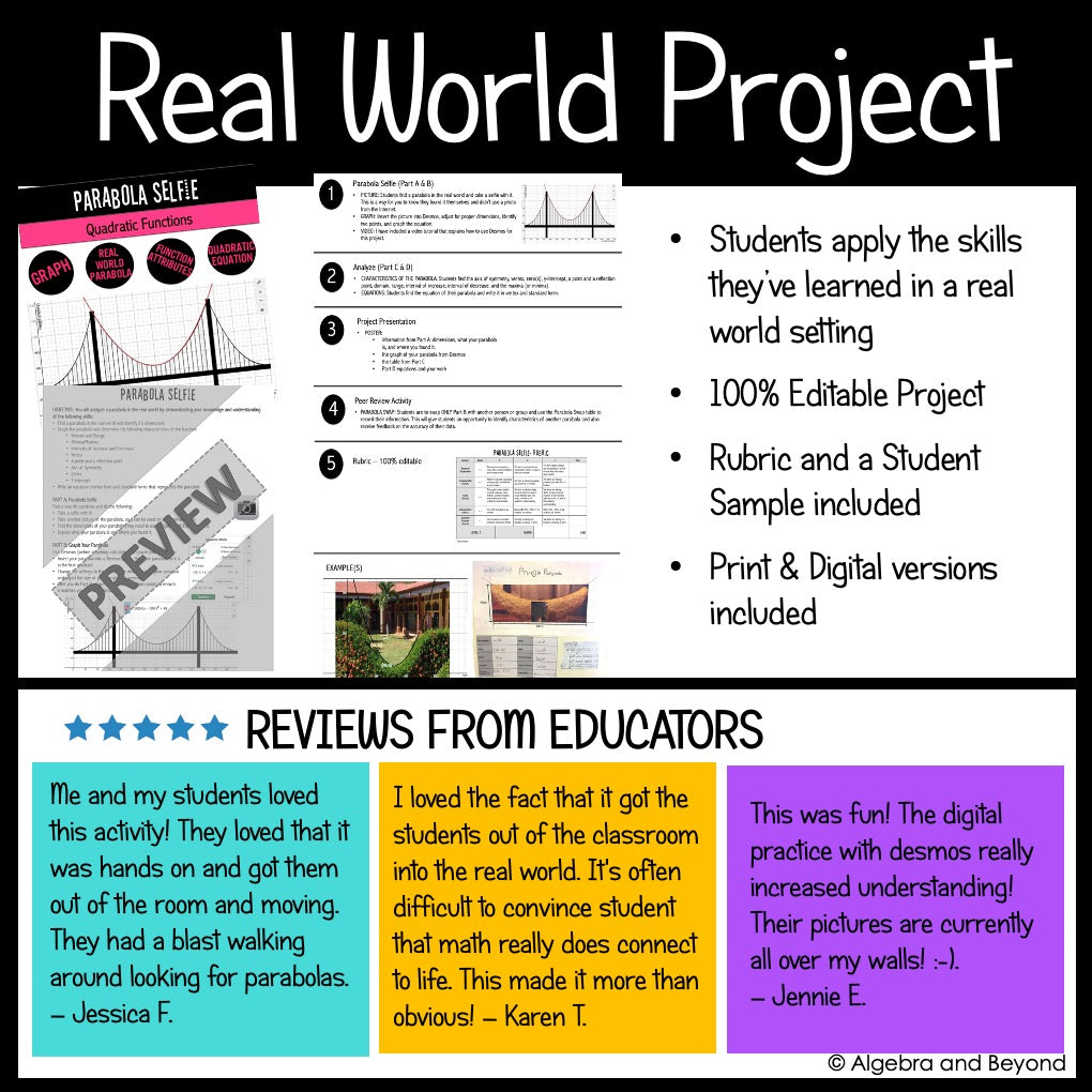Quadratic Functions Review Activities Mini-Bundle : Graphing & Factoring