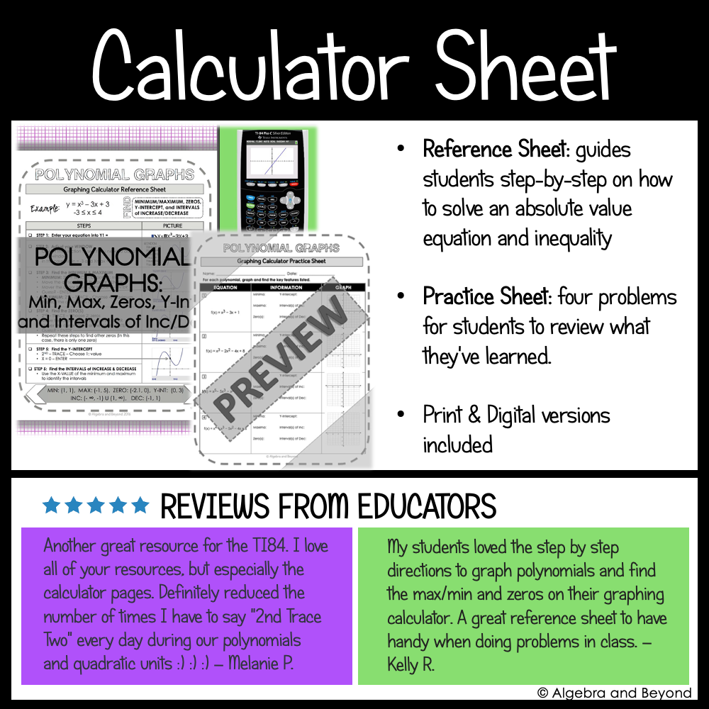Polynomial Functions and Graphs Activities | Review Worksheets