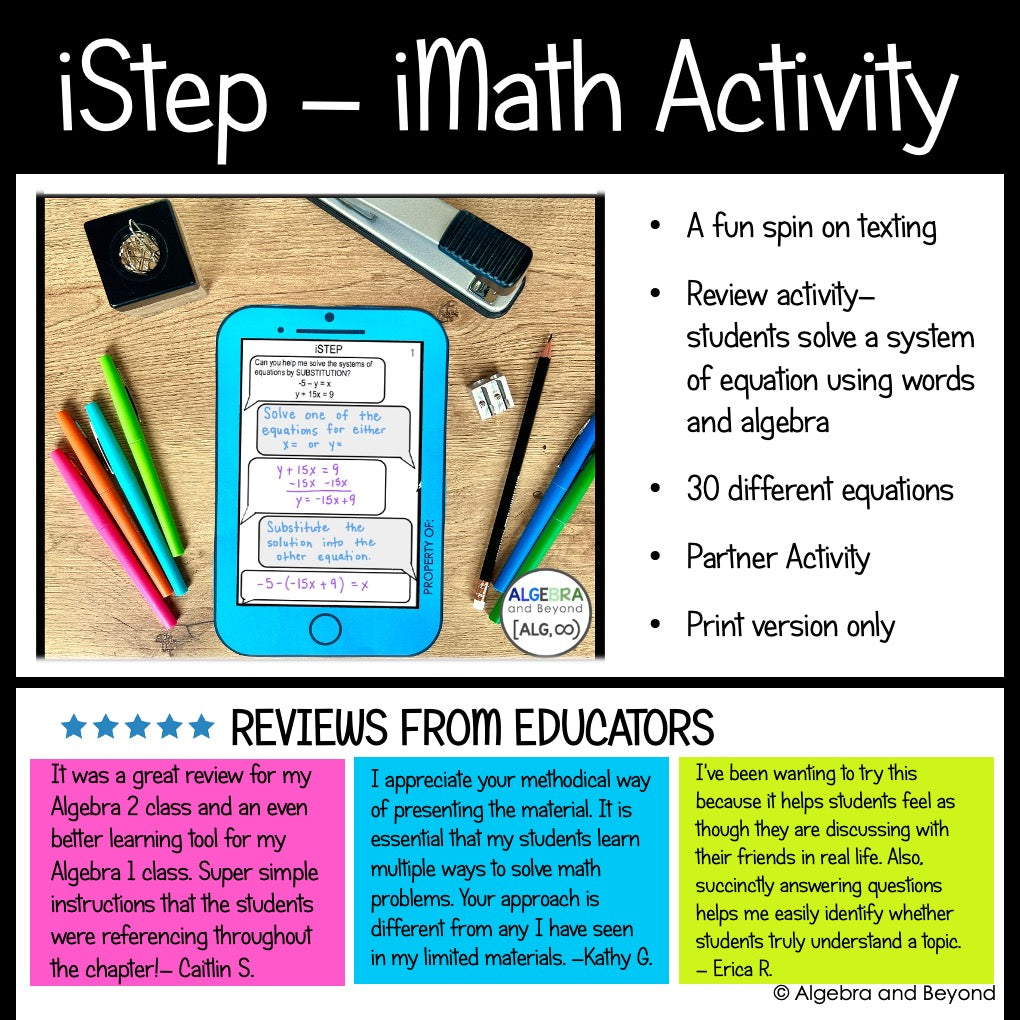 Solving Systems of Equations Review Activities Mini-Bundle | Graphing | Elimination | Substitution