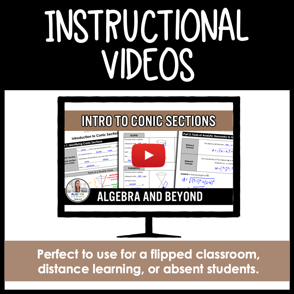 Conic Sections Unit Bundle | Algebra 2 | Notes | Homework | Assessments
