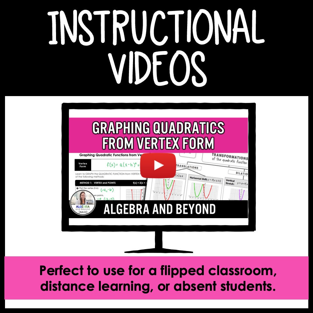 Quadratic Functions Unit Bundle | Algebra 2 | Guided Notes | Homework | Assessments