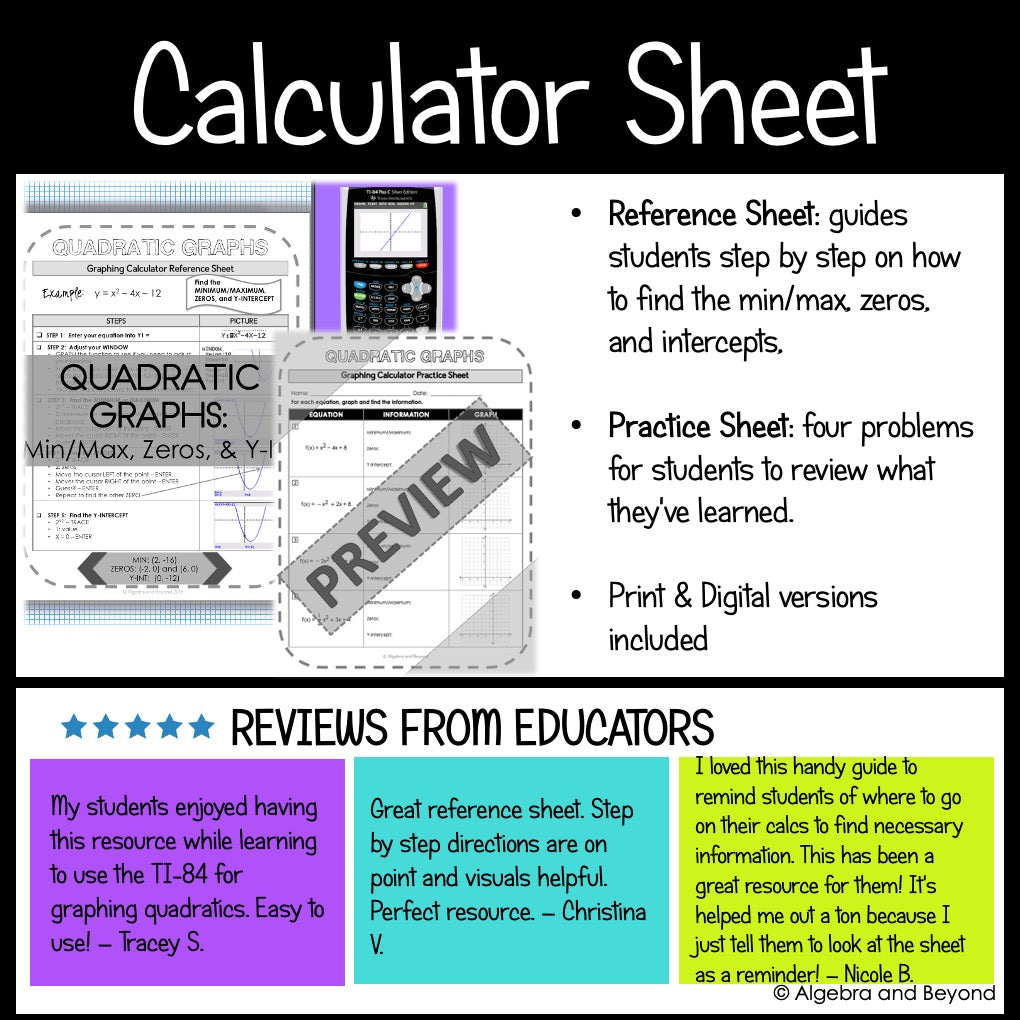 Quadratic Functions Review Activities Mini-Bundle : Graphing & Factoring