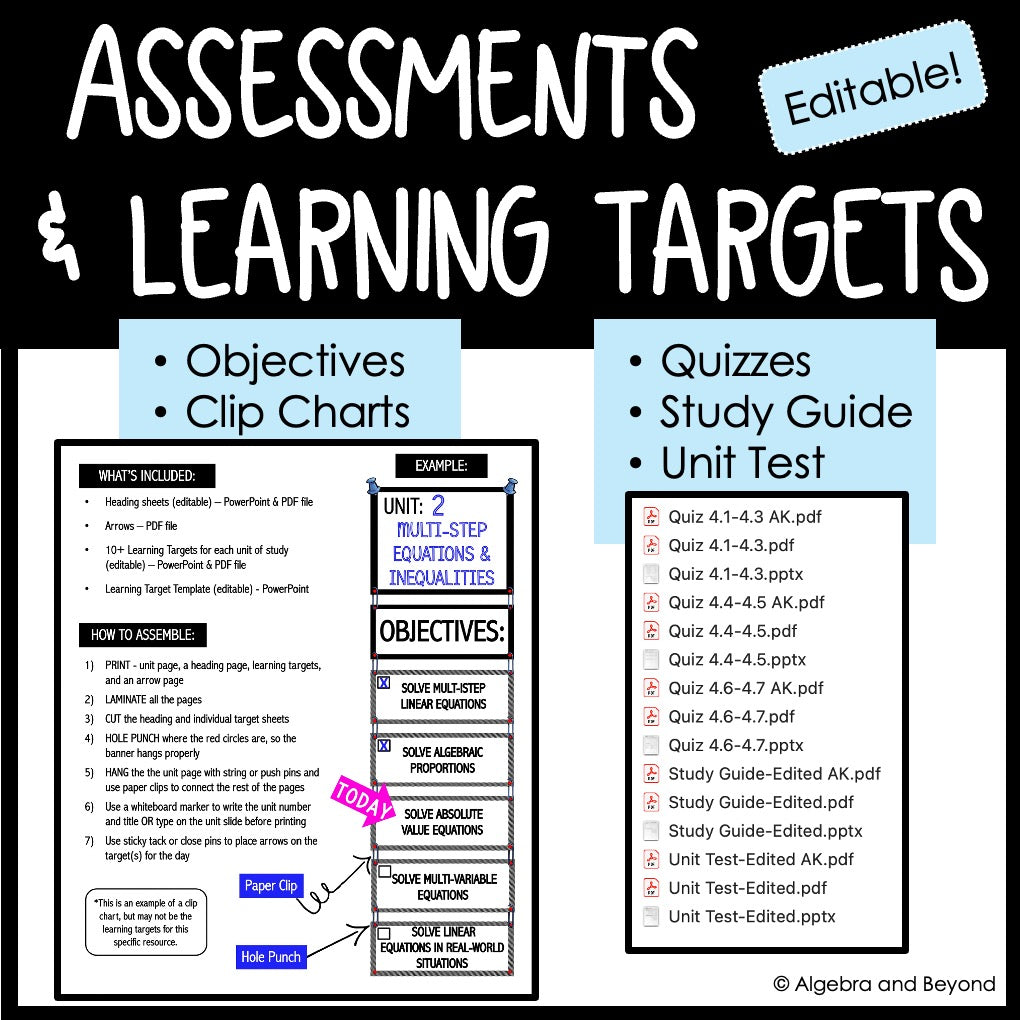 Algebra 2 Year Long Curriculum Bundle: Learning Targets, Outlines, Lessons, Warm-Ups, Guided Notes, Instructional Videos, Homework, and Assessments