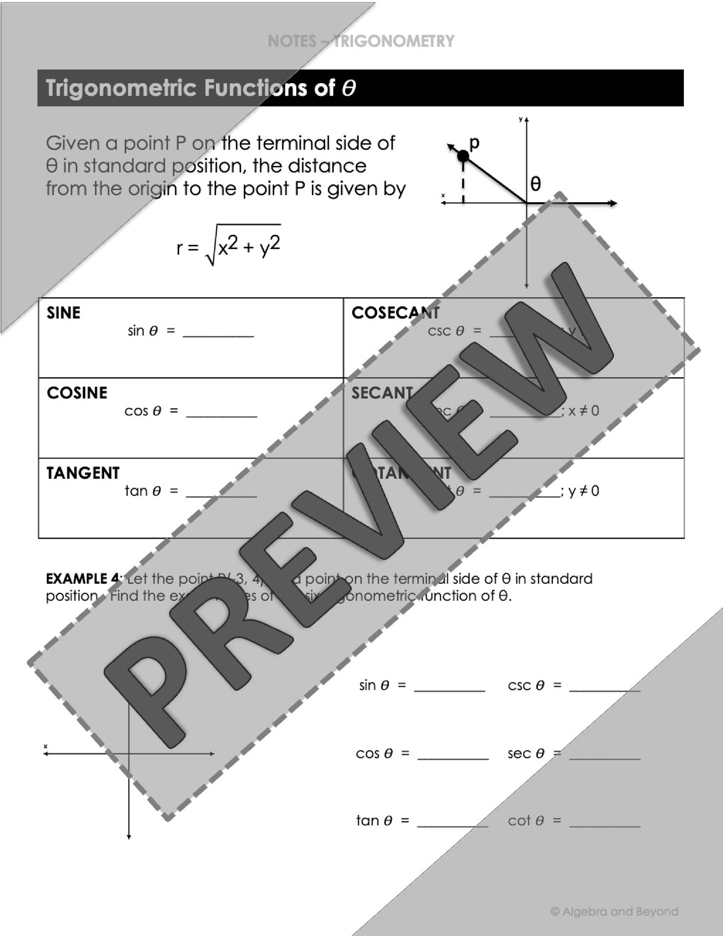 Angles of Rotation Lesson | Trigonometry | Algebra 2 | Video | Notes | Homework