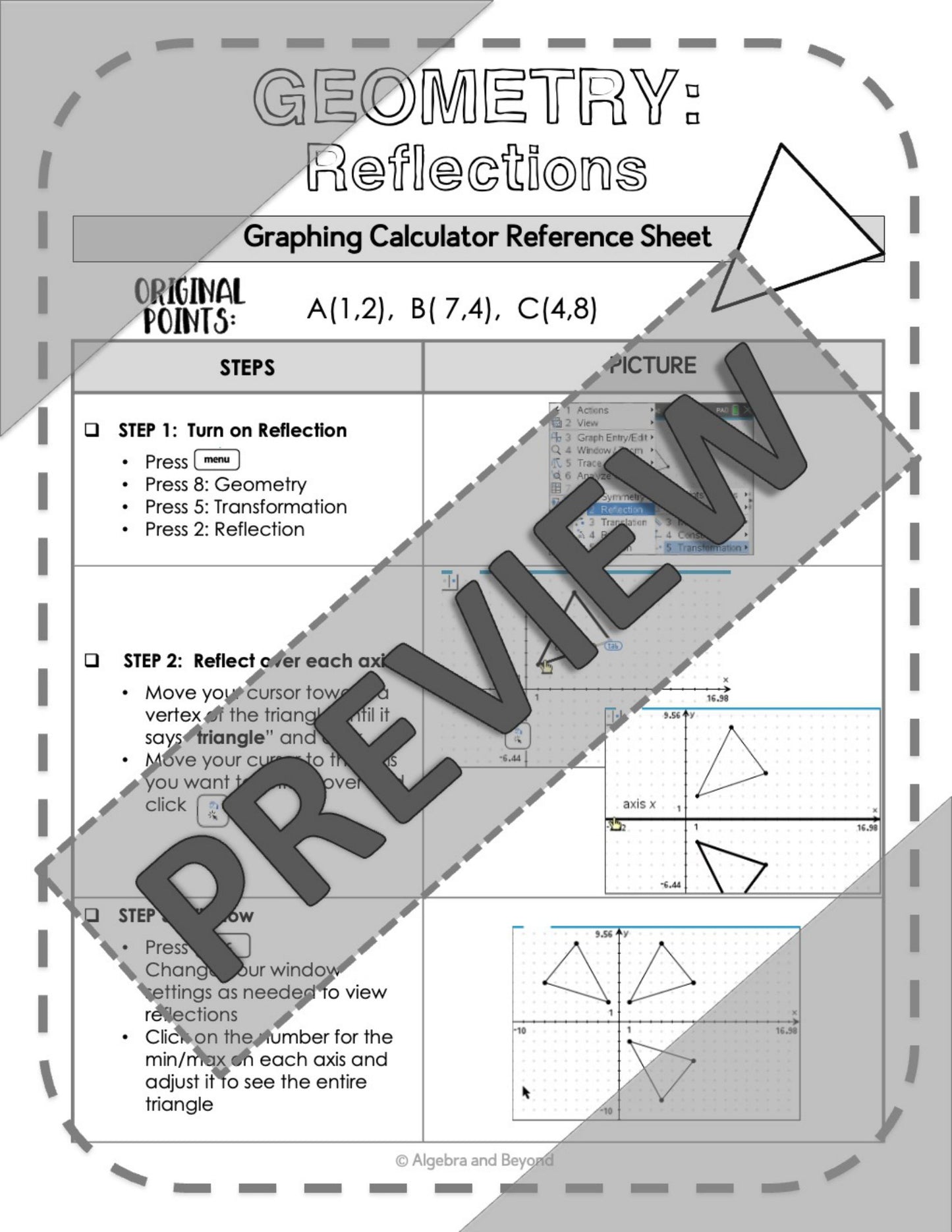 Geometry Transformations: Reflect, Translate, and Dilate | TI-Nspire Calculator
