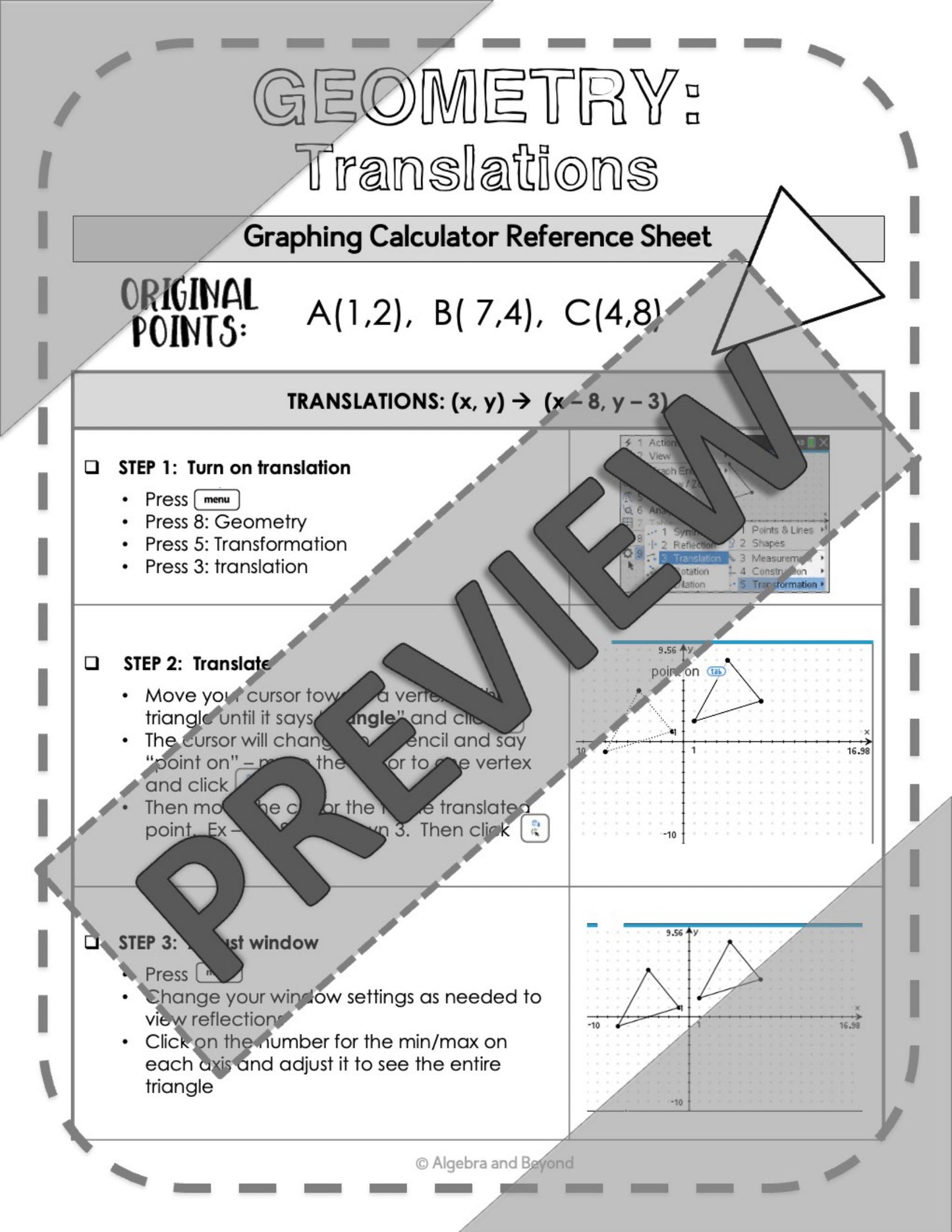 Geometry Transformations: Reflect, Translate, and Dilate | TI-Nspire Calculator
