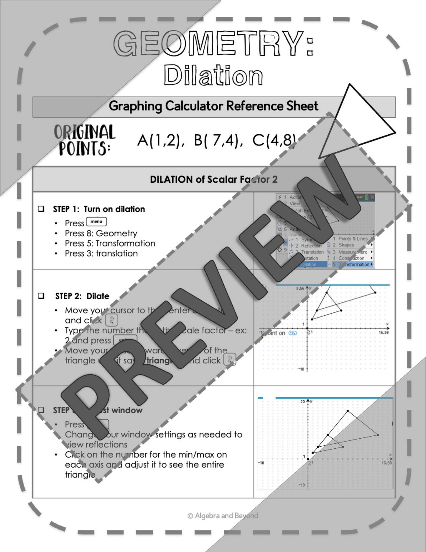 Geometry Transformations: Reflect, Translate, and Dilate | TI-Nspire Calculator