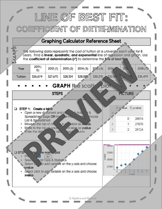 Linear, Quadratic, and Exponential and Coefficient of Determination | TI-Nspire