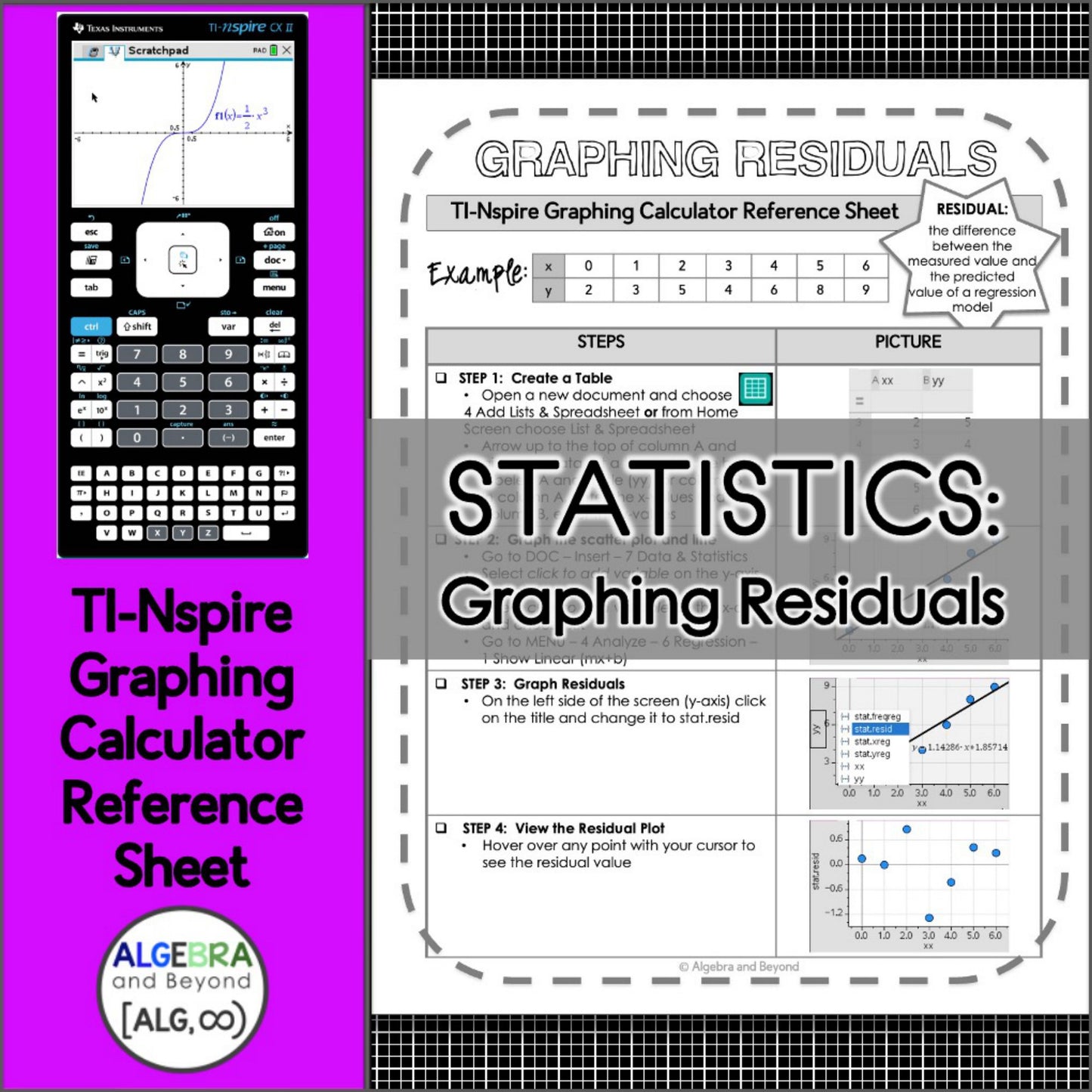 Residuals | Statistics | TI-Nspire Graphing Calculator Reference Sheet