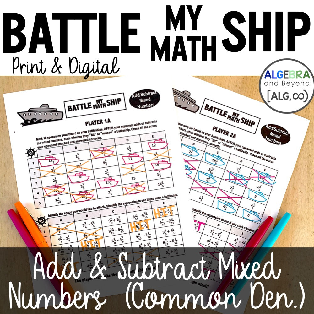 Add and Subtract Mixed Numbers with Common Denominators | Battle My Math Ship
