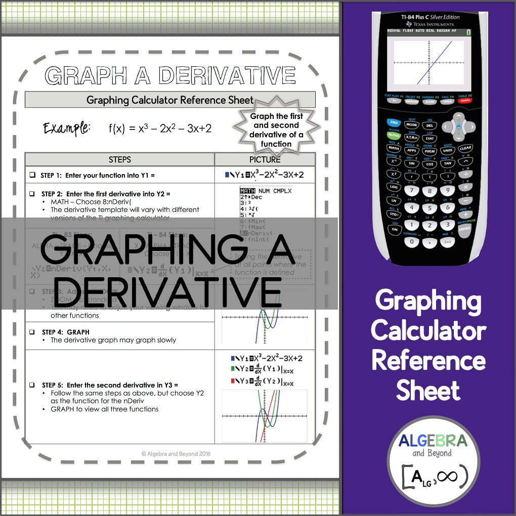 Graphing a Derivative TI-84 Calculator Reference Sheet